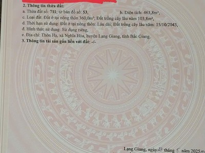 Chính chủ cần bán nhanh lô đất 3 mặt tiền tại thôn hạ, nghĩa hòa, lạng giang, bắc giang. 1