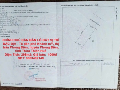 Chính chủ cần bán lô đất vị trí đắc địa - huyện phong điền, thừa thiên huế 0