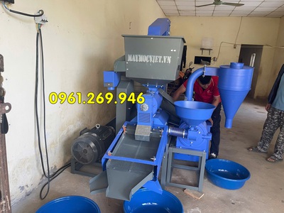 Máy xát gạo liên hoàn motor 15KW, gàu tải hút thóc, nghiền trấu cám Turbo TBX800 1