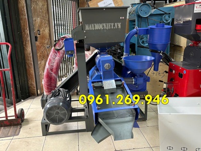 Máy xát gạo liên hoàn motor 15KW, gàu tải hút thóc, nghiền trấu cám Turbo TBX800 9