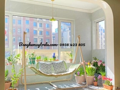 Ghế xích đu đan dây dù ban công 0