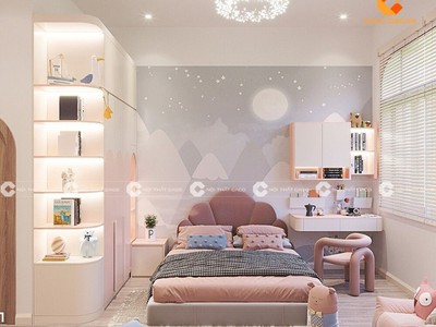 Combo Phòng Ngủ Trẻ Em Tone Hồng Nhạt Cho Bé Gái 2