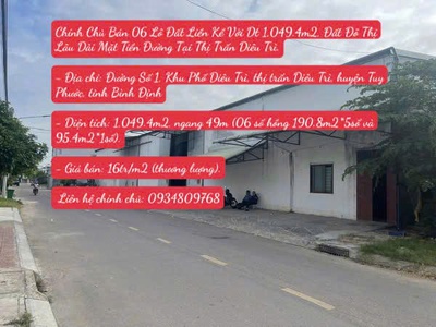 Chính chủ bán 06 lô đất liền kề dt 1,049.4m2, đất đô thị lâu dài mặt tiền đường tại t.t diêu trì 0