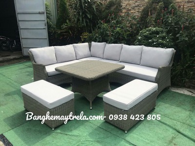 Bàn ghế sofa ghép mây nhựa 0