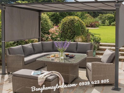 Bàn ghế sofa ghép mây nhựa 2