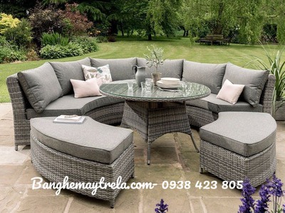 Bàn ghế sofa ghép mây nhựa 3