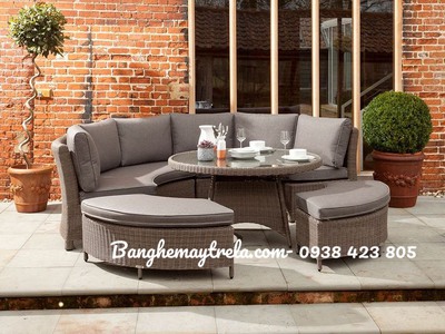 Bàn ghế sofa ghép mây nhựa 4