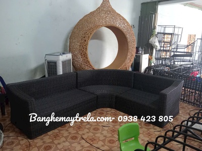 Bàn ghế sofa ghép mây nhựa 6