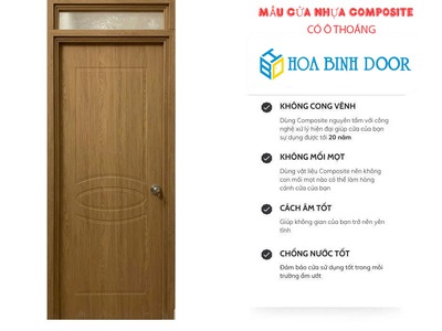 Mẫu cửa nhựa composite ô Thoáng cho phòng ngủ, vệ sinh đẹp 0