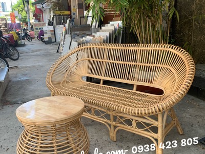 Bộ bàn ghế sen tròn mây tự nhiên 3