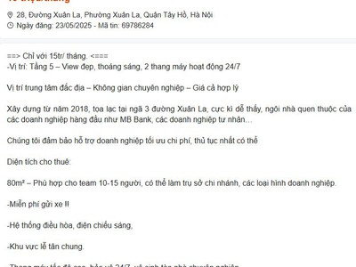 Cho thuê văn phòng 80m2 Tòa nhà HT Buidling 28 Xuân La, Tây Hồ 11