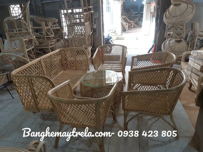 Bàn ghế sofa mây tự nhiên phòng khách hiện đại 1