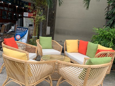 Bàn ghế sofa mây tự nhiên phòng khách hiện đại 5