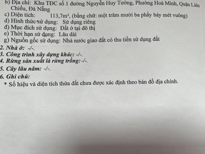 Nhà mặt tiền 113,7m2, có dãy trọ đang cho thuê   đường hòa nam 2, liên chiểu, đà nẵng 0