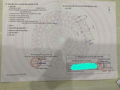 Bán đất mặt đường Lương Khê   Tràng Cát dt 75m2 đường nhựa 5m oto tránh nhau ngay sát công viên TĐC 0
