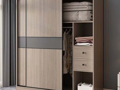 Tủ Áo Gỗ Công Nghiệp MDF Cửa Lùa Màu Nâu Gỗ Sồi 0