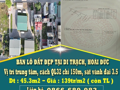 Bán lô đất đẹp có 1-0-2 tại hoài đức - mua là thắng 0
