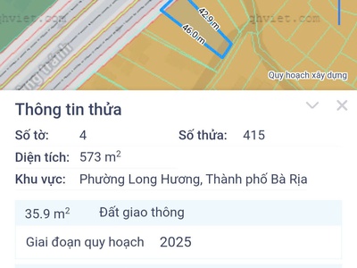 Bán đất 2 mặt tiền đường tuyến tránh ql 56 phường long hương tp bà rịa vũng tàu 3