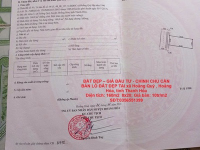 Đất đẹp   giá đầu tư - chính chủ cần bán lô đất đẹp tại xã hoằng quý , hoằng hóa, tỉnh thanh hóa 0