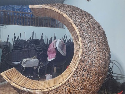 Ghế tổ chim mây tre chụp hình 0