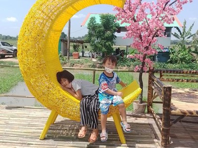 Ghế tổ chim mây tre chụp hình 10
