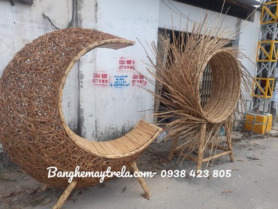 Ghế tổ chim mây tre chụp hình 4