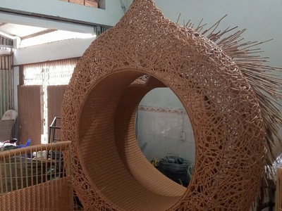 Ghế tổ chim mây tre chụp hình 7