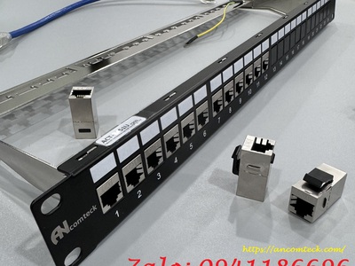 Thanh đấu nối Patch panel 16 cổng Cat6 UTP mã ACT-16S1U, ACT-JK28-C6-US chính hãng ANCOMTECK 6
