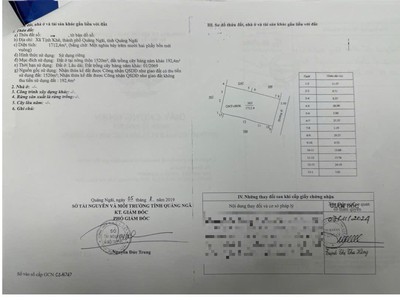 Bán đất thổ cư 1712m  tịnh khê, tp quảng ngãi - 6.5 tỷ, sổ đỏ 3