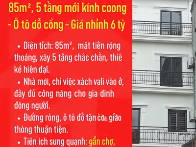  bán nhà phố ngô gia tự - 85m , 5 tầng mới kính coong   ô tô đỗ cổng   giá nhỉnh 6 tỷ 0