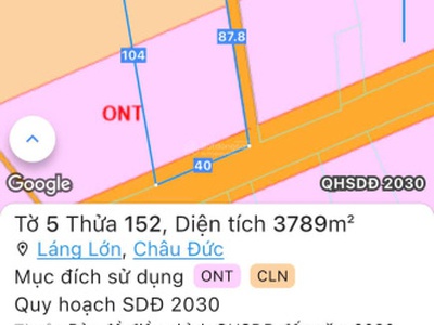 Đất 2 mt kcn bắc châu đức 3789m2 đã có thổ cư giá tốt chỉ hơn 3 triệu/m  tách thửa, đầu tư cực lời 1