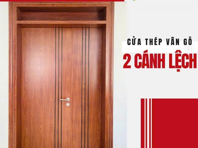 Cửa Thép Vân Gỗ 2 Cánh Lệch 0