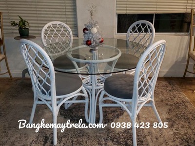 Bộ bàn ghế ăn mây hiện đại 1