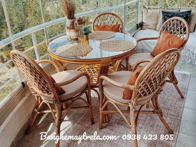 Bộ bàn ghế ăn mây hiện đại 4