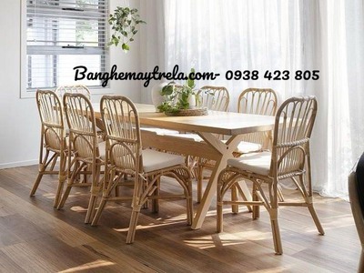 Bộ bàn ghế ăn mây hiện đại 8