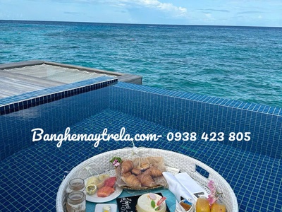 Khay mây nhựa hồ bơi 2