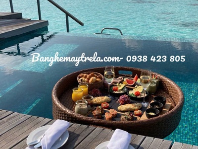 Khay mây nhựa hồ bơi 3