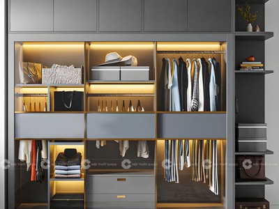Tủ Áo Cánh Kính Gỗ CN MDF Màu Xám 0