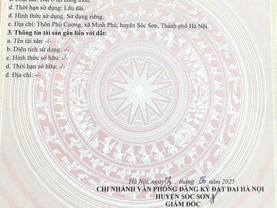 Đất đẹp - giá tốt - vị trí đắc địa tại thôn phú cường, xã minh phú, huyện sóc sơn, hà nội 0
