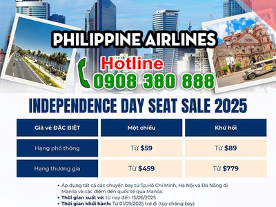 Chào mừng Quốc khánh Philippines, tung ưu đãi siêu hấp dẫn từ Philippine Airlines 0