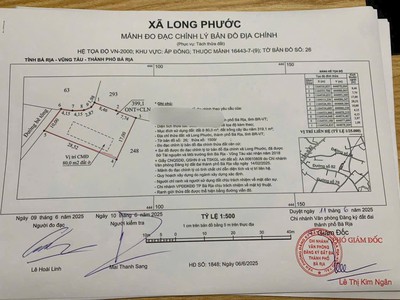 Cần bán 400m  đất mặt tiền đường nhựa, xã long phước, tp bà rịa giá 1.7 tỷ 2