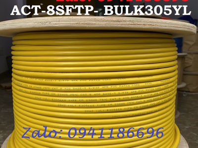 Dây Cáp CAT8 SFTP Dạng Xoắn 23AWG tốc độ 40G 2000MHz Hỗ Trợ PoE, ACT-8SFTP- BULK305YL, sẵn kho 16