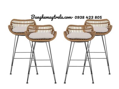 Ghế quầy bar chân sắt mây nhựa 0