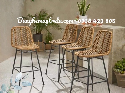 Ghế quầy bar chân sắt mây nhựa 2