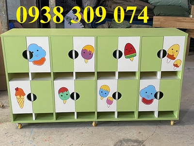 Tủ đựng balo mầm non, tủ cặp dép, kệ giỏ dép mầm non 4