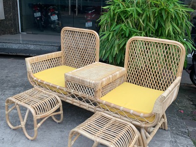 Băng ghế mây 2 chỗ decor spa 1