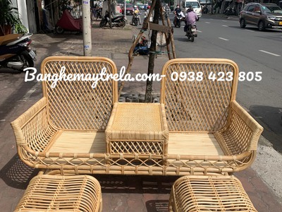 Băng ghế mây 2 chỗ decor spa 2
