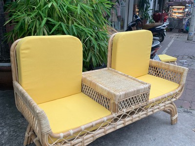 Băng ghế mây 2 chỗ decor spa 4