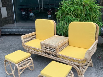 Băng ghế mây 2 chỗ decor spa 5