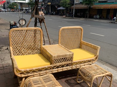 Băng ghế mây 2 chỗ decor spa 6